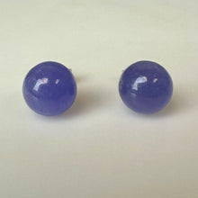 Load image into Gallery viewer, 14K Gold Purple Jade Sphere Stud Earrings (2.0g)
