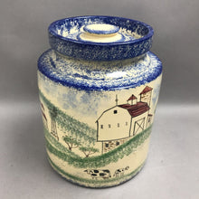 Load image into Gallery viewer, Hand Painted Molly Dallas Splatterware Pottery Canister w/Lid(10")
