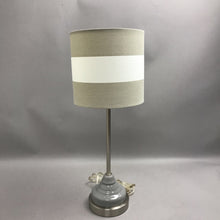 Load image into Gallery viewer, Brushed Metal/Ceramic Accent Lamp w/ Striped Shade (21")

