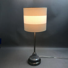 Load image into Gallery viewer, Brushed Metal/Ceramic Accent Lamp w/ Striped Shade (21")
