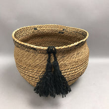 Load image into Gallery viewer, Natural Woven Fiber Basket w/Black Accent Tassels (7x10)
