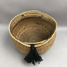 Load image into Gallery viewer, Natural Woven Fiber Basket w/Black Accent Tassels (7x10)

