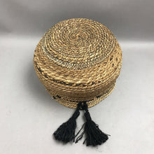 Load image into Gallery viewer, Natural Woven Fiber Basket w/Black Accent Tassels (7x10)
