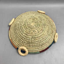 Load image into Gallery viewer, Handwoven Natural Straw Basket w/Multi Colored Rim (3x12)
