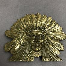 Load image into Gallery viewer, Vintage Brass Native American Indian Chief Head Belt Buckle Solid 1970’s (3x4)
