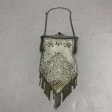 Load image into Gallery viewer, Antique Metal Mesh Silver Enameled Purse (7")
