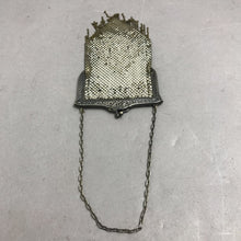 Load image into Gallery viewer, Antique Metal Mesh Silver Enameled Purse (7")
