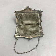 Load image into Gallery viewer, Antique Metal Mesh Silver Enameled Purse (7")
