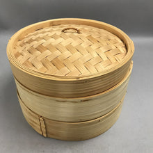 Load image into Gallery viewer, Wooden Bamboo Steamer 2 Tier Dumplings Basket Steam Cooker Rice Cook (10")
