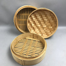 Load image into Gallery viewer, Wooden Bamboo Steamer 2 Tier Dumplings Basket Steam Cooker Rice Cook (10")
