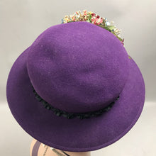 Load image into Gallery viewer, Bollman Hat Co Fancy Purple Doeskin Felt Wool Hat Flower USA
