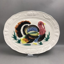 Load image into Gallery viewer, Vintage Ceramic Hand-Painted Turkey Serving Platter (19"x14")
