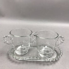 Load image into Gallery viewer, Vintage Imperial Glass Candlewick Cream &amp; Sugar w/Underplate (3")
