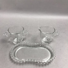 Load image into Gallery viewer, Vintage Imperial Glass Candlewick Cream &amp; Sugar w/Underplate (3")
