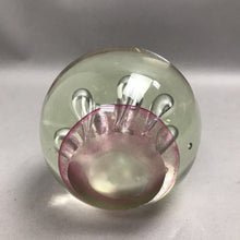 Load image into Gallery viewer, Pink-Tinted Drop-Style Air Bubbles Glass Paperweight (5")
