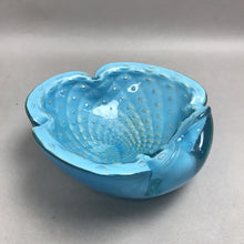 Load image into Gallery viewer, MCM Barbini Murano Art Glass Ashtray Bowl Aqua Blue w/Gold Flecks (2x6)

