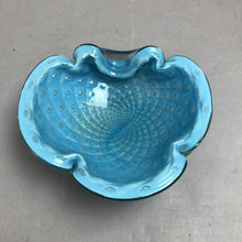 Load image into Gallery viewer, MCM Barbini Murano Art Glass Ashtray Bowl Aqua Blue w/Gold Flecks (2x6)
