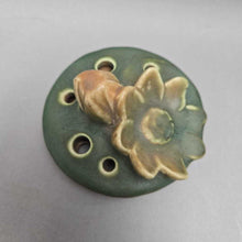 Load image into Gallery viewer, Weller Ware Pottery Green Flower Frog - Lotus Flower (2.5x4x4)
