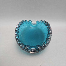 Load image into Gallery viewer, Aque Blue Bubble Glass Ash Tray (2x5.5x4)
