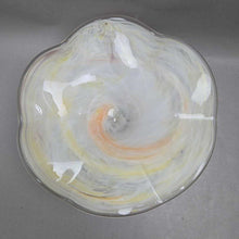 Load image into Gallery viewer, Yellow &amp; White Swirl Art Glass Pedestal Console Bowl (5x9.5)
