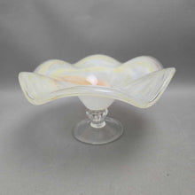 Load image into Gallery viewer, Yellow &amp; White Swirl Art Glass Pedestal Console Bowl (5x9.5)
