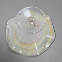 Load image into Gallery viewer, Yellow &amp; White Swirl Art Glass Pedestal Console Bowl (5x9.5)
