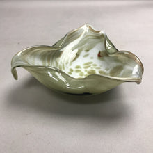 Load image into Gallery viewer, Green/White/Gold Fleck Art Glass Bowl (2.5x7x8)
