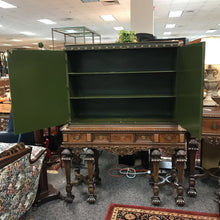 Load image into Gallery viewer, Vintage Walnut Burled Wood China Cabinet w/Asian Top (67x50x19)

