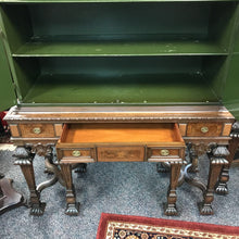 Load image into Gallery viewer, Vintage Walnut Burled Wood China Cabinet w/Asian Mural Top (67x50x19)
