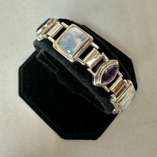 Load image into Gallery viewer, Sterling Amethyst Moonstone Link 8" Bracelet
