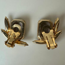 Load image into Gallery viewer, Vintage Goldtone Amethyst Rhinestone Cluster Link Bracelet &amp; Clip Earrings Set (7," 1")
