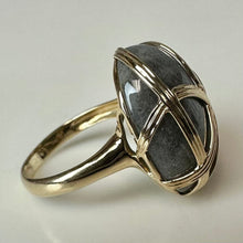 Load image into Gallery viewer, 14K Gold Caged Labradorite Ring sz 8 (8.7g)
