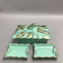 Load image into Gallery viewer, Vintage 1950's California Pottery Ceramic Cigarette Box w/ Matching Ashtrays (2x6x4)
