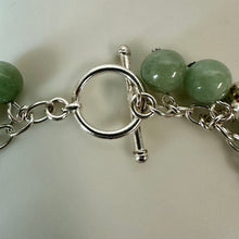 Load image into Gallery viewer, Sterling Green Jade Bead Charm Toggle Bracelet (7.5")
