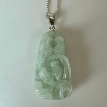 Load image into Gallery viewer, East Arts Sterling Carved Green Jade Pendant on 18" Chain Necklace
