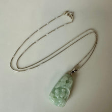 Load image into Gallery viewer, East Arts Sterling Carved Green Jade Pendant on 18" Chain Necklace
