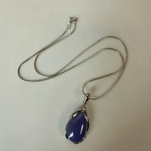 Load image into Gallery viewer, East Arts Sterling Lavender Jade Diamond Teardrop Enhancer Pendant on 18" Chain Necklace
