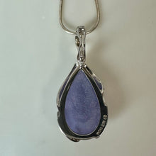 Load image into Gallery viewer, East Arts Sterling Lavender Jade Diamond Teardrop Enhancer Pendant on 18" Chain Necklace
