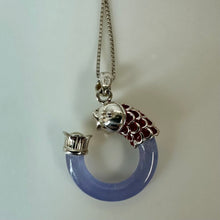 Load image into Gallery viewer, East Arts Sterling Lavender Jade Enamel Koi Fish Pendant on 18" Chain Necklace
