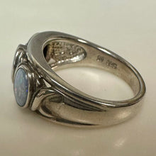 Load image into Gallery viewer, Sterling Blue Opal 3-Stone Ring sz 8
