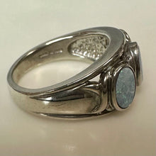 Load image into Gallery viewer, Sterling Blue Opal 3-Stone Ring sz 8
