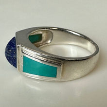 Load image into Gallery viewer, Sterling Lapis Lazuli Turquoise Ring sz 8
