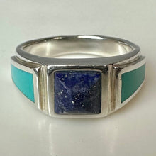 Load image into Gallery viewer, Sterling Lapis Lazuli Turquoise Ring sz 8
