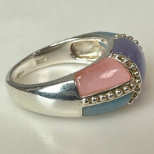 Load image into Gallery viewer, East Arts Sterling Tri-Color Jade Ring sz 8
