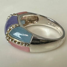 Load image into Gallery viewer, East Arts Sterling Tri-Color Jade Ring sz 8
