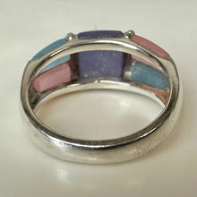 Load image into Gallery viewer, East Arts Sterling Tri-Color Jade Ring sz 8
