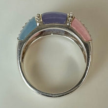 Load image into Gallery viewer, East Arts Sterling Tri-Color Jade Ring sz 8
