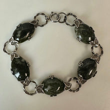 Load image into Gallery viewer, Vintage Sterling Irish Connemara Marble Leafy Link Bracelet (8")
