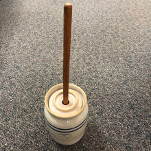 Load image into Gallery viewer, Marshall Pottery 2 Gallon Stoneware Butter Churn Jar Crock Blue Band Texas w/Lid
