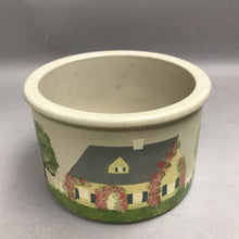 Load image into Gallery viewer, Vintage Roseville Pottery Stoneware Hand Painted Crock Yellow Cottage (4")
